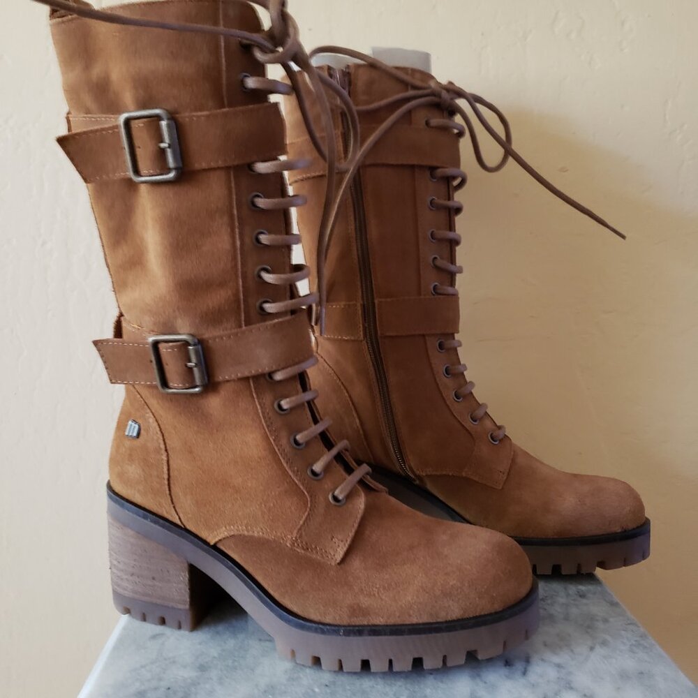 NWT - MTNG Womens Mid-calf Brown Suede Combat Boot size 6